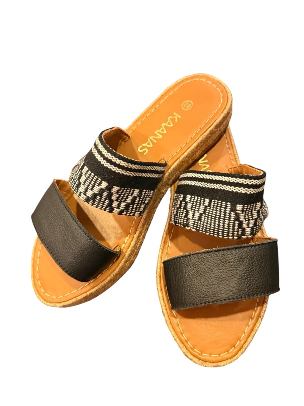 Kaanas Women’s Malta Platform Double-Strap Slide Jute Sandals Sz 7